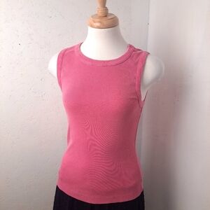 Anthropologie | Pink ribbed simple & cute scoop neck women's tank top